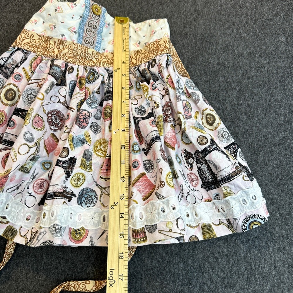 Matilda Jane Platinum Halter Sundress Sewing Print Eyelet Lace Dress Size 8 EUC - Picture 9 of 14